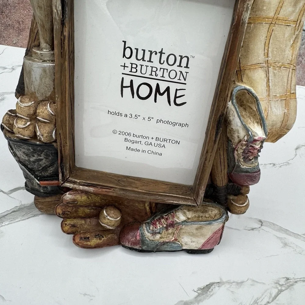 Set of 2 Baseball Photo Picture Frames Resin 3D Burton Home Youth Sports Vintage